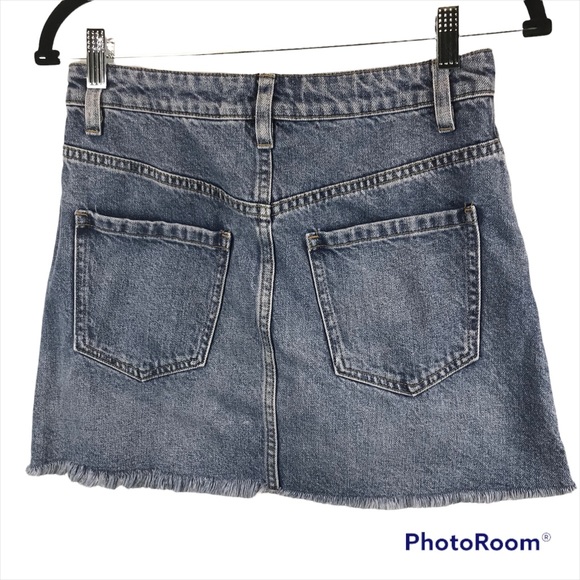 Free People mini skirt denim jean zipper size 2 or 26 - Picture 4 of 11